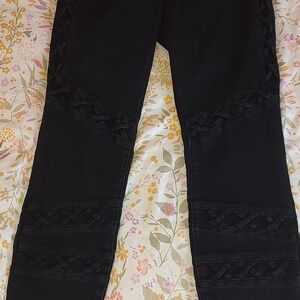 Women's Black True Religion Jeans with Braided Detail